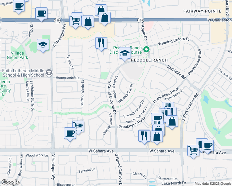 map of restaurants, bars, coffee shops, grocery stores, and more near 1705 British Cup Drive in Las Vegas