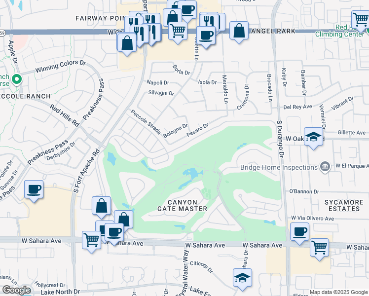 map of restaurants, bars, coffee shops, grocery stores, and more near 8901 Robinson Ridge Drive in Las Vegas