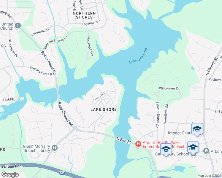 map of restaurants, bars, coffee shops, grocery stores, and more near 405 Cross Vine Lane in Greensboro