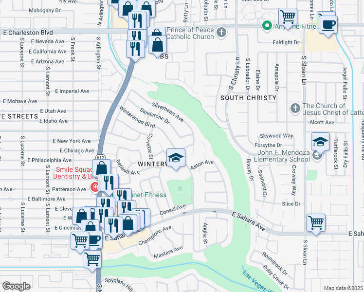 map of restaurants, bars, coffee shops, grocery stores, and more near 1881 Citroen Street in Las Vegas