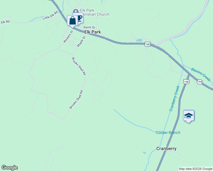 map of restaurants, bars, coffee shops, grocery stores, and more near 287 Ferncliff Drive in Elk Park