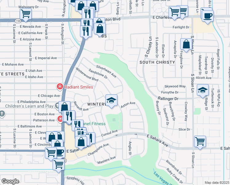 map of restaurants, bars, coffee shops, grocery stores, and more near 1881 Citroen Street in Las Vegas