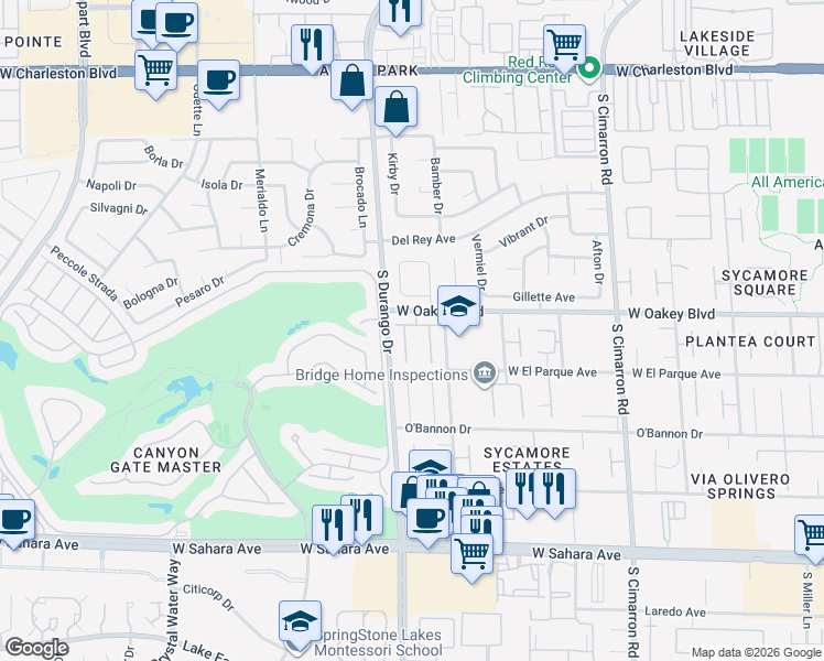 map of restaurants, bars, coffee shops, grocery stores, and more near 1800 Quail Point Court in Las Vegas