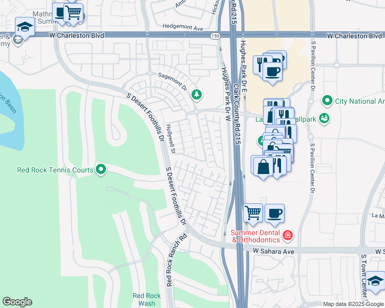 map of restaurants, bars, coffee shops, grocery stores, and more near 2043 Ardilea Street in Las Vegas
