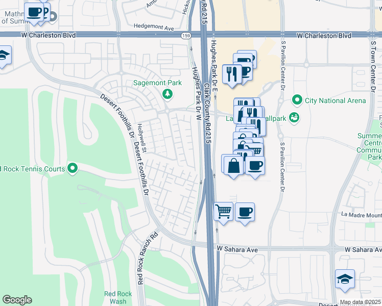 map of restaurants, bars, coffee shops, grocery stores, and more near 2047 Solvang Mill Drive in Las Vegas