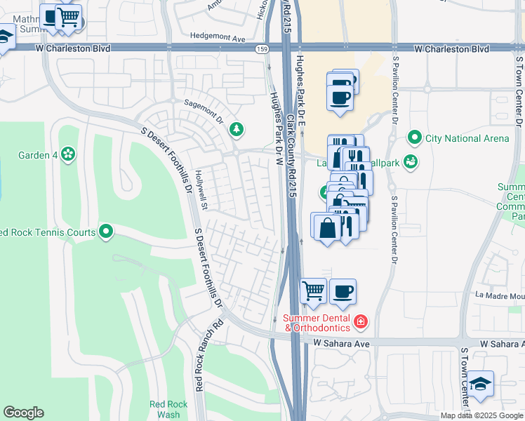 map of restaurants, bars, coffee shops, grocery stores, and more near 1980 Solvang Mill Drive in Las Vegas