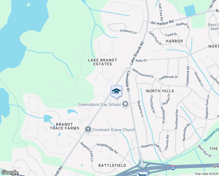 map of restaurants, bars, coffee shops, grocery stores, and more near 4905 Plateau Court in Greensboro