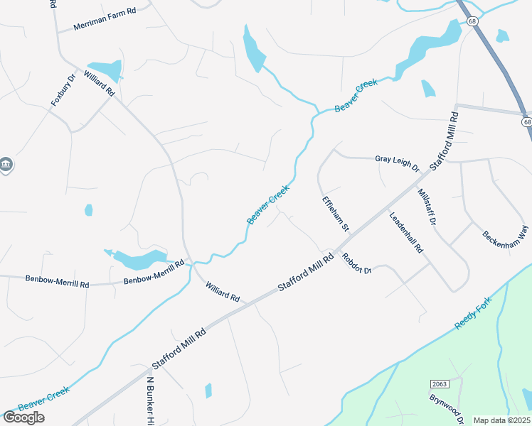map of restaurants, bars, coffee shops, grocery stores, and more near 8284 Stafford Mill Road in Oak Ridge