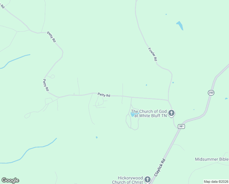 map of restaurants, bars, coffee shops, grocery stores, and more near 1164A Petty Road in White Bluff