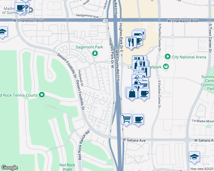 map of restaurants, bars, coffee shops, grocery stores, and more near 1980 Solvang Mill Drive in Las Vegas
