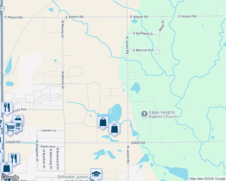 map of restaurants, bars, coffee shops, grocery stores, and more near 1903 Crazy Horse in Stillwater