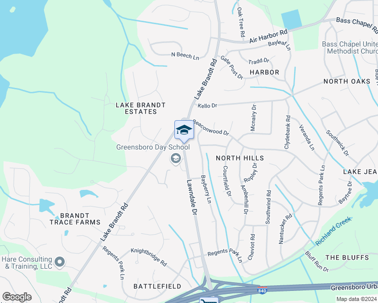 map of restaurants, bars, coffee shops, grocery stores, and more near 5314 Lawndale Drive in Greensboro