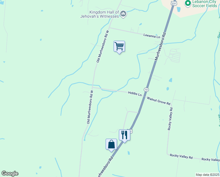 map of restaurants, bars, coffee shops, grocery stores, and more near 305 Hobbs Lane in Lebanon