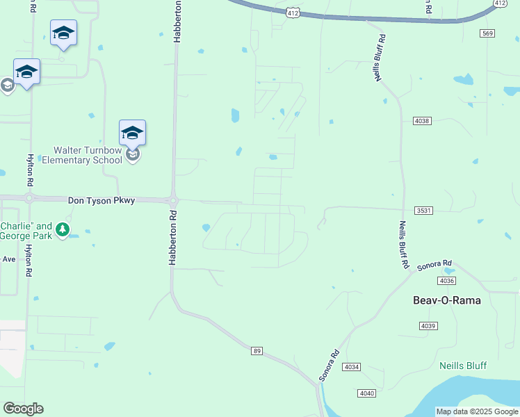 map of restaurants, bars, coffee shops, grocery stores, and more near 5438 Horn Lane in Springdale
