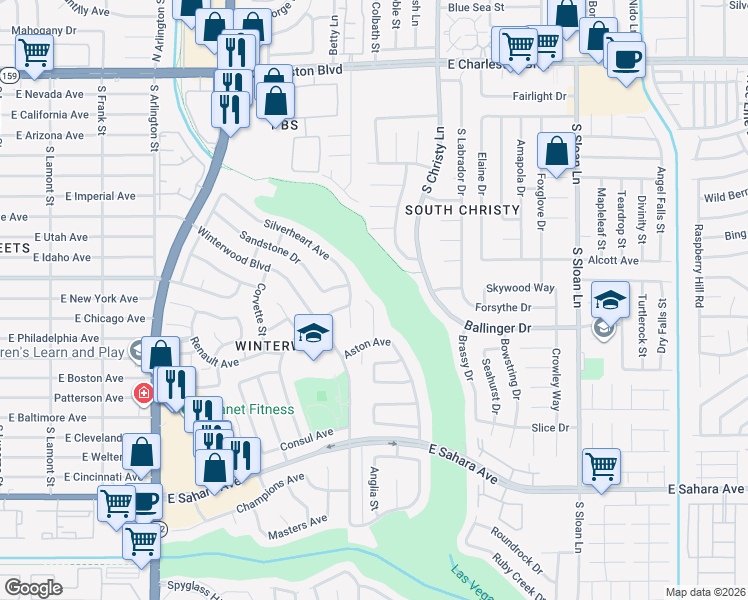 map of restaurants, bars, coffee shops, grocery stores, and more near 1788 Niblick Circle in Las Vegas