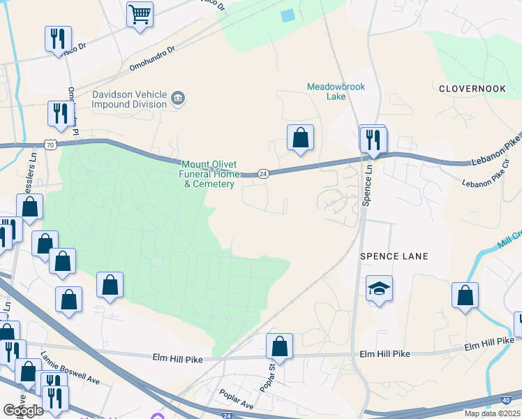 map of restaurants, bars, coffee shops, grocery stores, and more near 1301 Lebanon Pike in Nashville