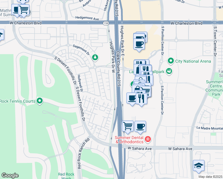 map of restaurants, bars, coffee shops, grocery stores, and more near 2012 Solvang Mill Drive in Las Vegas