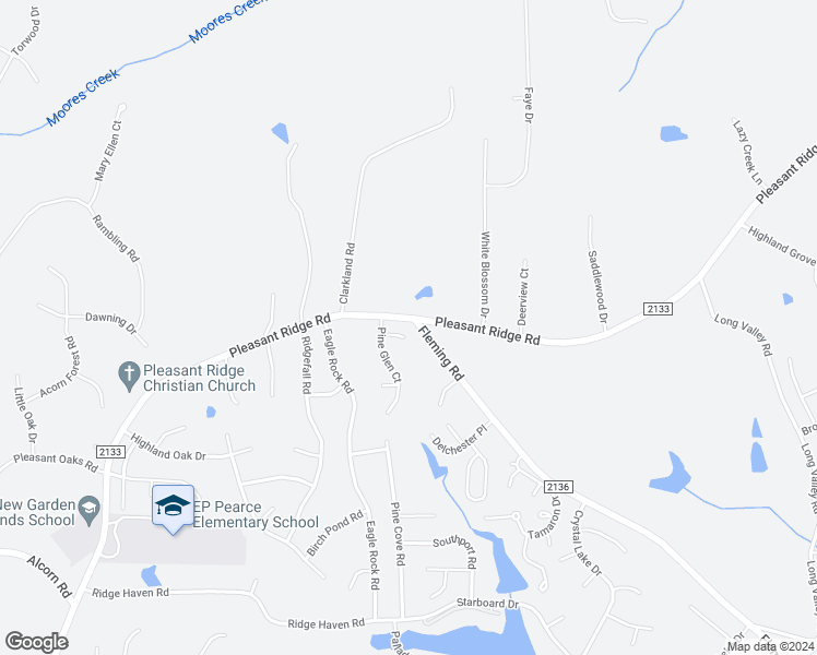 map of restaurants, bars, coffee shops, grocery stores, and more near 6190 Boughton Ct in Greensboro