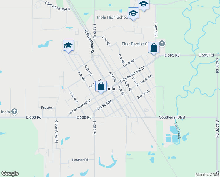 map of restaurants, bars, coffee shops, grocery stores, and more near in Inola