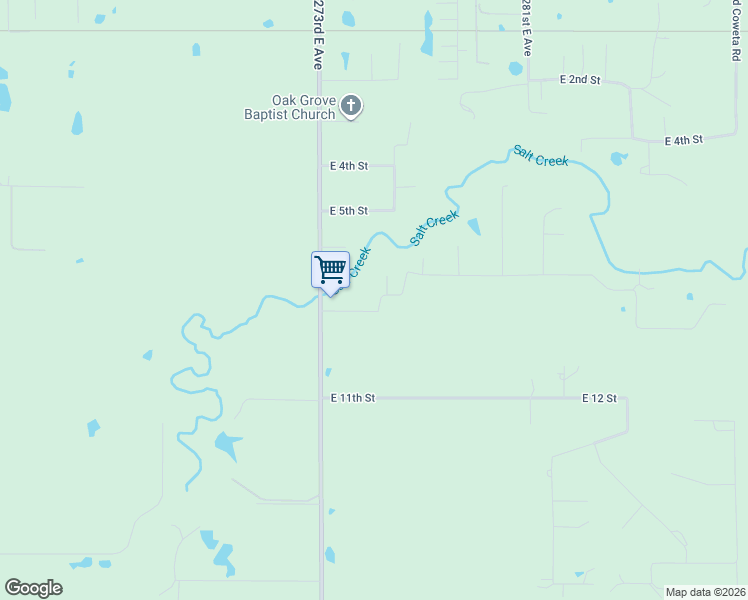 map of restaurants, bars, coffee shops, grocery stores, and more near 27525 East 7th Street in Catoosa