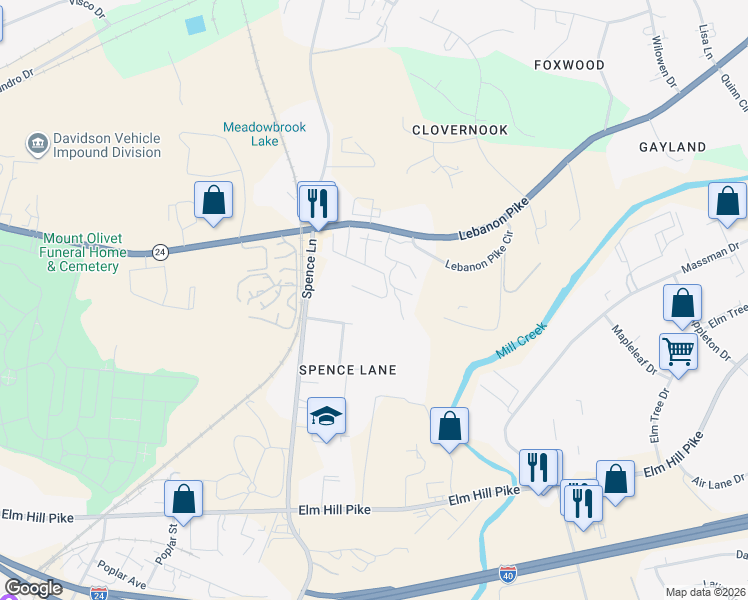 map of restaurants, bars, coffee shops, grocery stores, and more near 827 Spence Enclave Lane in Nashville