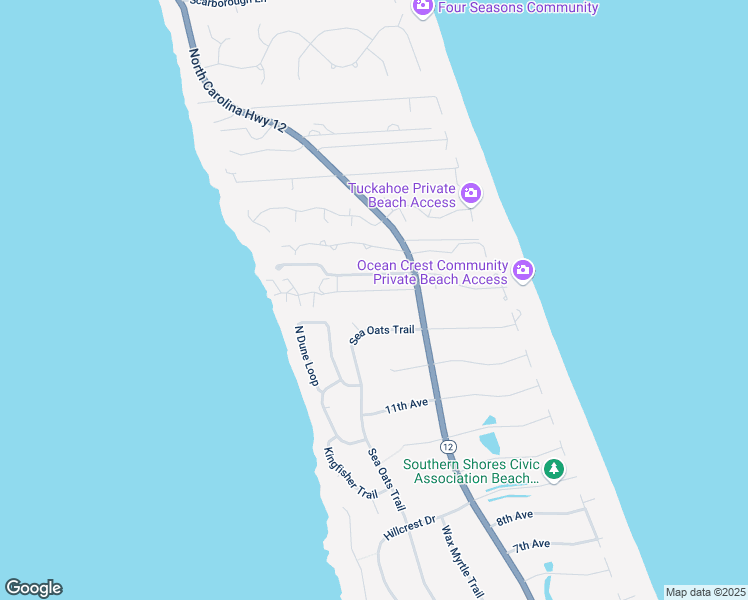 map of restaurants, bars, coffee shops, grocery stores, and more near 115 Jaycrest Rd in Kitty Hawk
