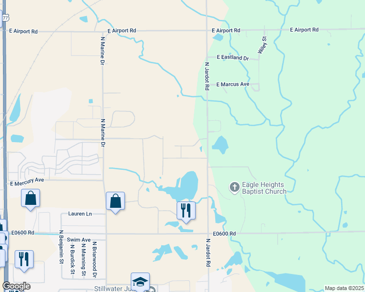 map of restaurants, bars, coffee shops, grocery stores, and more near 1906 Crazy Horse in Stillwater