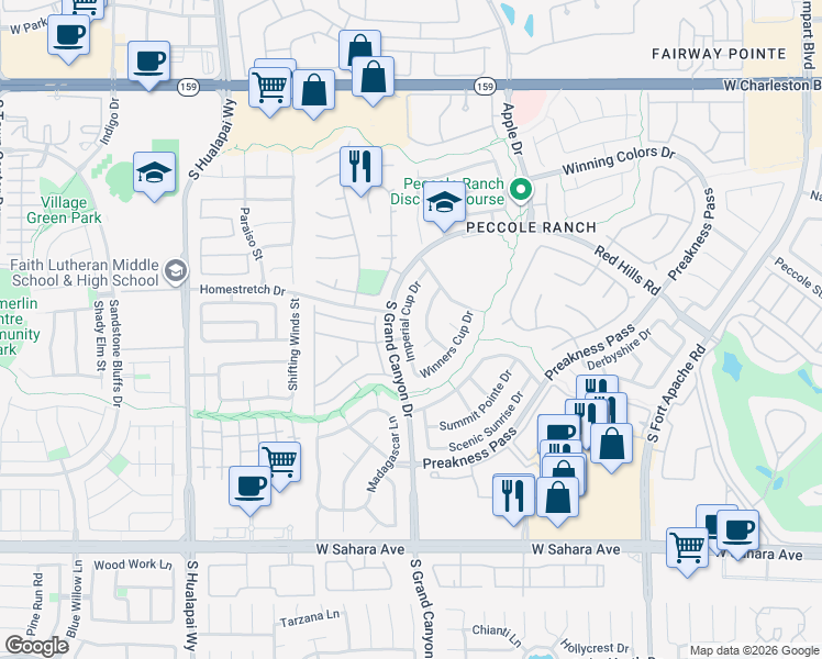 map of restaurants, bars, coffee shops, grocery stores, and more near 1712 Imperial Cup Drive in Las Vegas