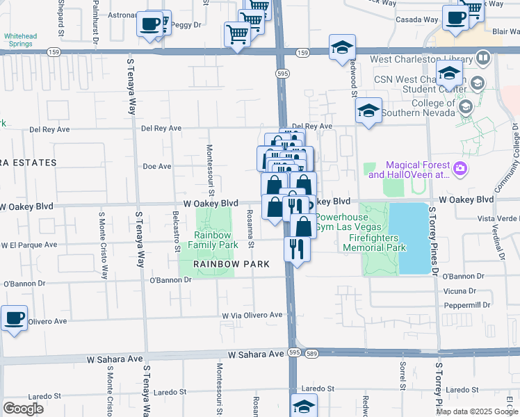 map of restaurants, bars, coffee shops, grocery stores, and more near 1800 South Del Font Court in Las Vegas