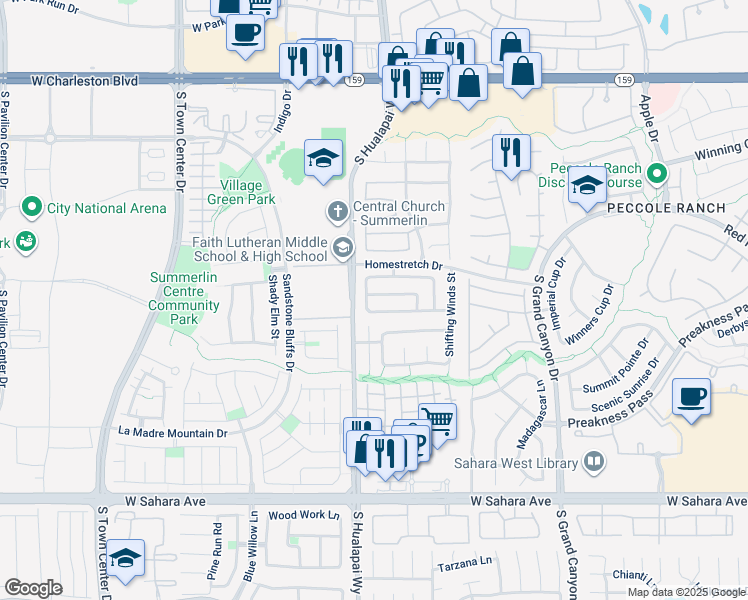 map of restaurants, bars, coffee shops, grocery stores, and more near 10021 Long Cattle Avenue in Las Vegas