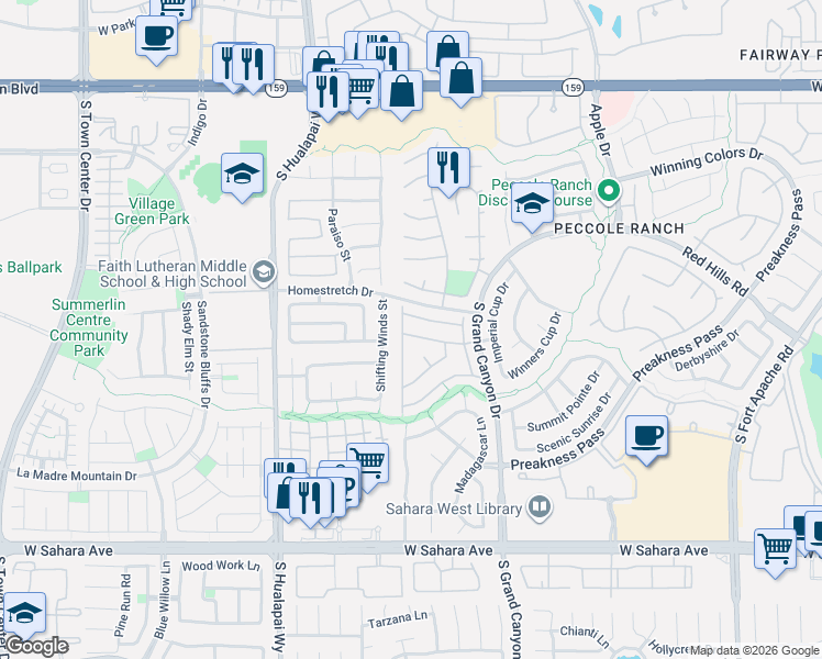 map of restaurants, bars, coffee shops, grocery stores, and more near 1669 Warrenville Street in Las Vegas