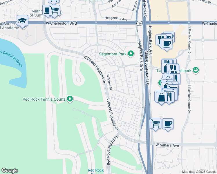 map of restaurants, bars, coffee shops, grocery stores, and more near 1971 Hollywell Street in Las Vegas