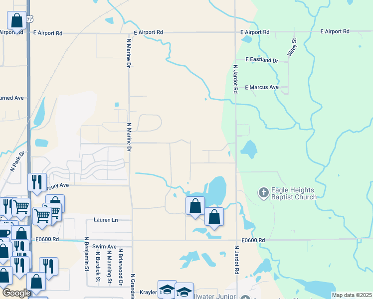 map of restaurants, bars, coffee shops, grocery stores, and more near 2902 North Running Bear Street in Stillwater