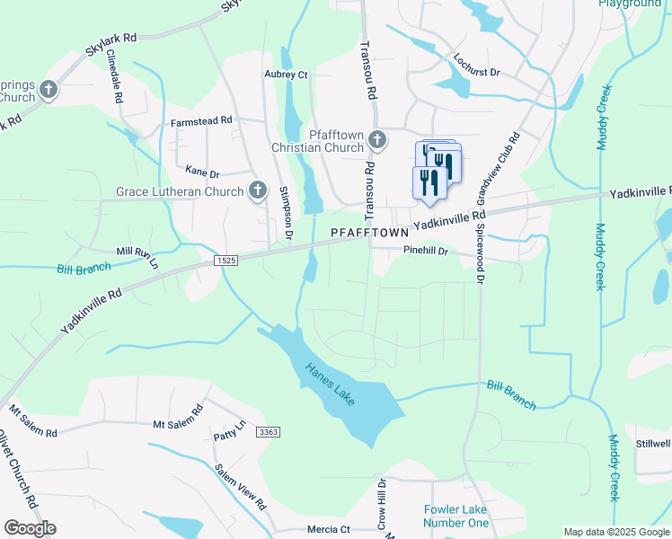 map of restaurants, bars, coffee shops, grocery stores, and more near 4794 Lake Pine Court in Forsyth County