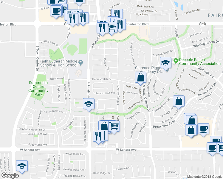 map of restaurants, bars, coffee shops, grocery stores, and more near 1705 Encarta Street in Las Vegas