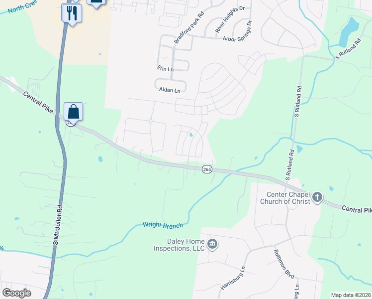 map of restaurants, bars, coffee shops, grocery stores, and more near 109 Wynfield Boulevard in Mt. Juliet