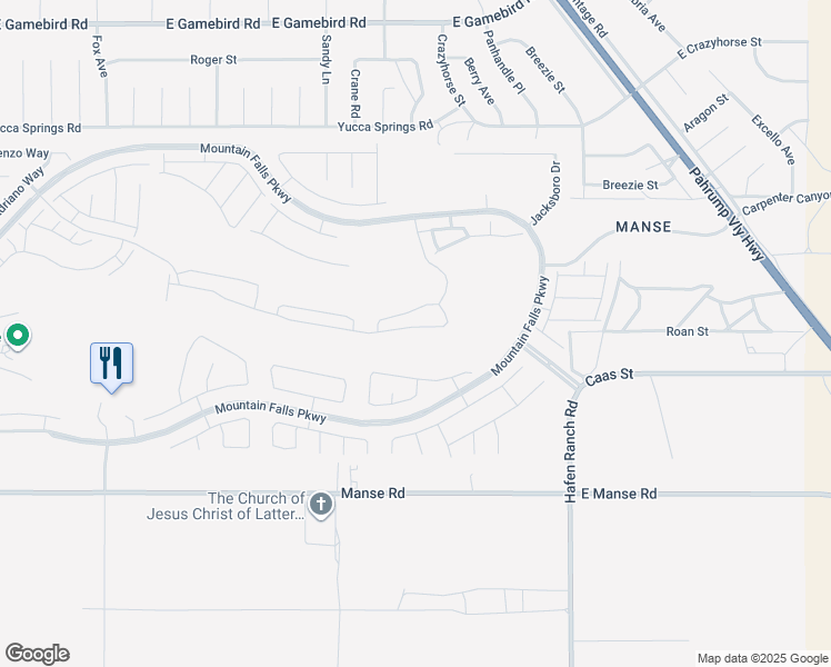 map of restaurants, bars, coffee shops, grocery stores, and more near 5675 East La Campana Drive in Pahrump
