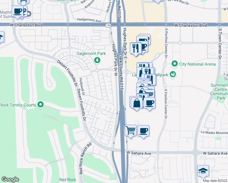 map of restaurants, bars, coffee shops, grocery stores, and more near 1990 Solvang Mill Drive in Las Vegas