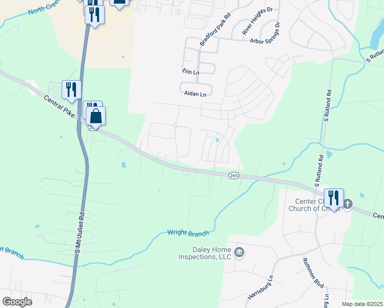 map of restaurants, bars, coffee shops, grocery stores, and more near 210 Campbell Circle in Mt. Juliet