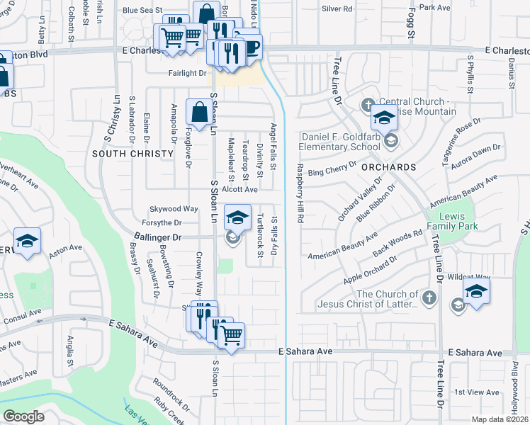 map of restaurants, bars, coffee shops, grocery stores, and more near 1829 Dry Falls Street in Las Vegas
