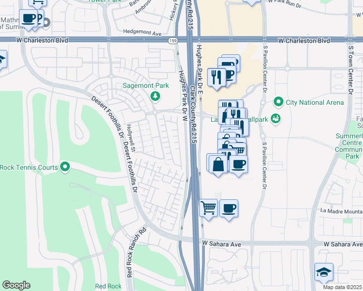 map of restaurants, bars, coffee shops, grocery stores, and more near 1980 Solvang Mill Drive in Las Vegas