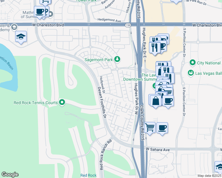 map of restaurants, bars, coffee shops, grocery stores, and more near 1990 Granemore Street in Las Vegas