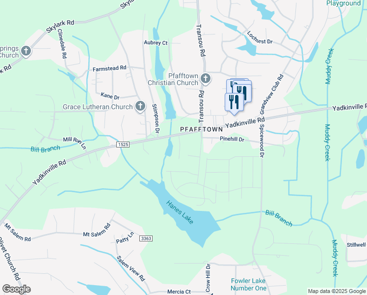 map of restaurants, bars, coffee shops, grocery stores, and more near 4794 Lake Pine Court in Forsyth County