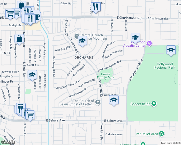 map of restaurants, bars, coffee shops, grocery stores, and more near 1846 Hollyberry Court in Las Vegas