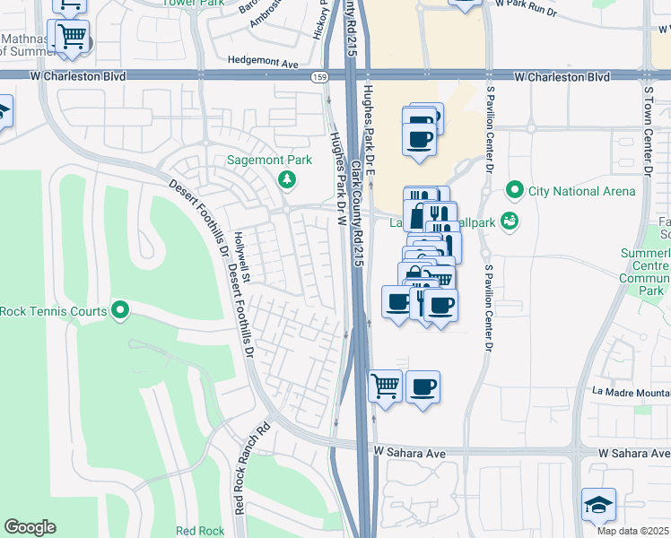map of restaurants, bars, coffee shops, grocery stores, and more near 1980 Solvang Mill Drive in Las Vegas