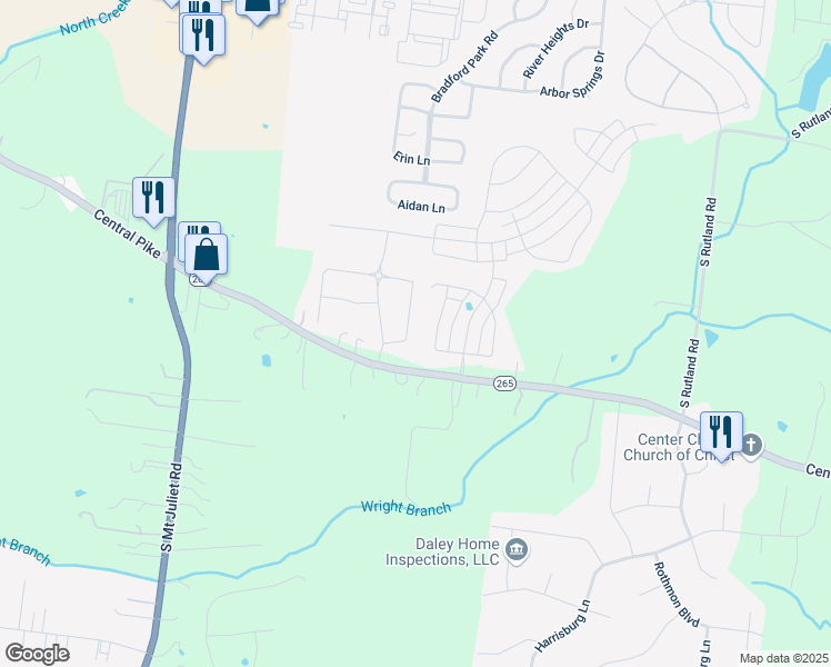 map of restaurants, bars, coffee shops, grocery stores, and more near 210 Campbell Circle in Mt. Juliet