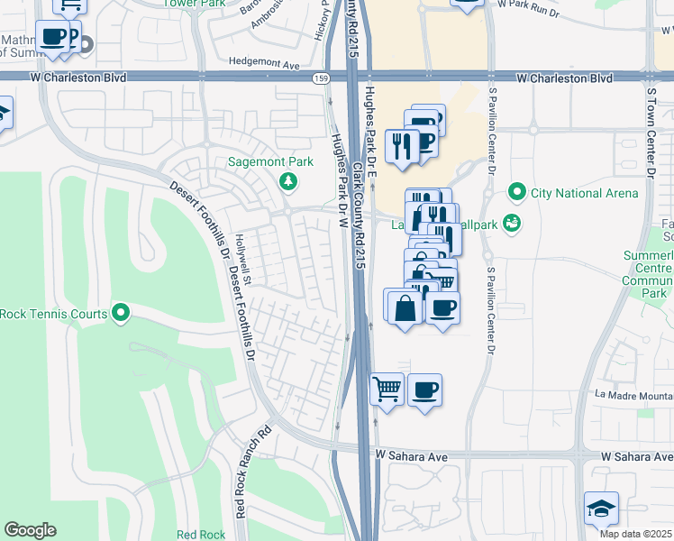map of restaurants, bars, coffee shops, grocery stores, and more near 1980 Solvang Mill Drive in Las Vegas