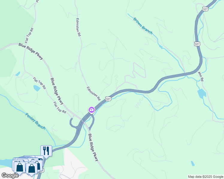 map of restaurants, bars, coffee shops, grocery stores, and more near 123 Old US 321 in Blowing Rock