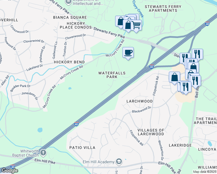 map of restaurants, bars, coffee shops, grocery stores, and more near 3268 Niagara Drive in Nashville