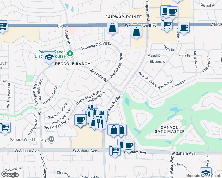 map of restaurants, bars, coffee shops, grocery stores, and more near 9204 Kentucky Oaks Drive in Las Vegas